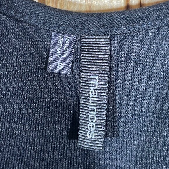 Maurices Black Red Rhinestone Bow Top Sleeveless Blouse Scroll Floral Small 4 6 - Picture 8 of 9